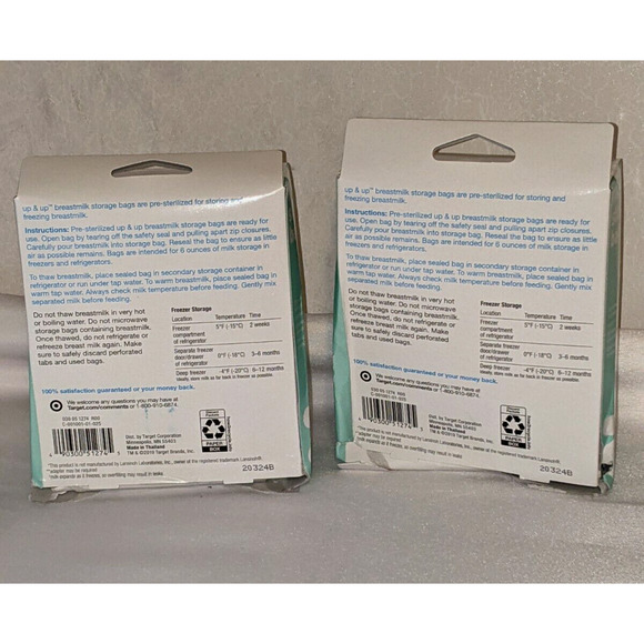 2 - 50 ct Pre-Sterilized Breast Milk Storage bags Up & Up 6 fl oz Damaged Packs - Picture 3 of 6